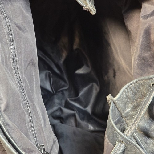 FRYE Black Leather Backpack Drawstring Flap Closure - Picture 10 of 11