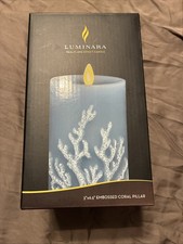 Luminara Real Flame Embossed Coral Pillar Sof...