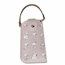 SNOOPY Flat Glasses Case Peanuts Leather Strap Used