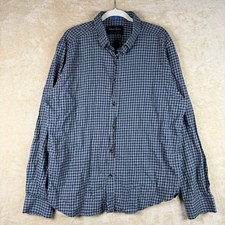 Robert Graham Men's Tailored Fit Blue Gray Gingham Long Sleeve Button Down 2XL