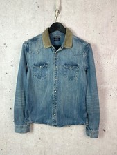 AllSaints Bedford Blue Washed Cotton Long Sleeve Denim Shirt Size M