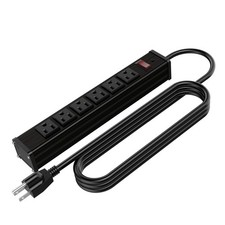 Metal Socket Wall Mount 6 Outlets Heavy Duty Power Strip, 6 Feet Extension Co...