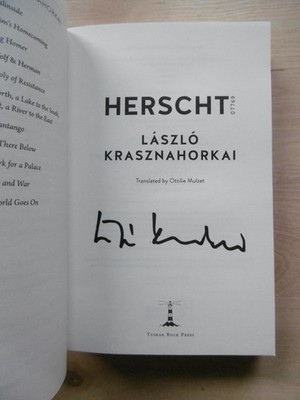 Laszlo Krasznahorkai Autogramm signed Buch ''Herscht'' Nobelpreis Literatur 2025