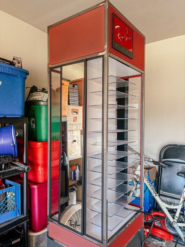 Ray-Ban Floor Standing Lockable Glass Metal Display Case with Shelves