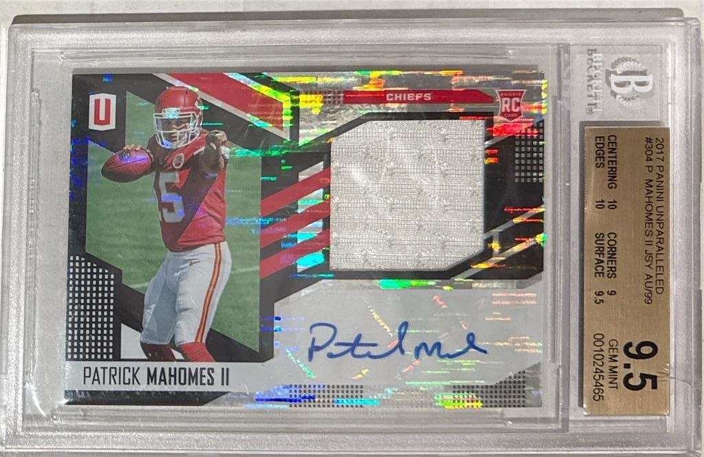 2017 Patrick Mahomes Unparalleled Auto Jersey RC- BGS 9.5 Gem Mint #24/99