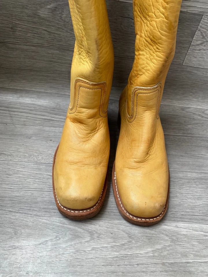 De colección Frye Campus Western Puntera Cuadrada Banana 14L Vaquero Niño Botas Mujer Talla 9M Foto 2 de 4