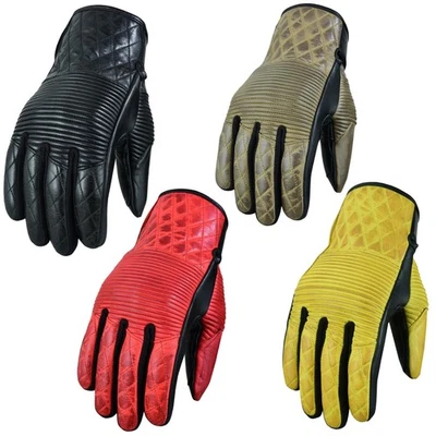 Motorrad Lederhandschuhe Sommer Chopper Custom Cafe Racer Leder Handschuhe - Bild 1 von 3