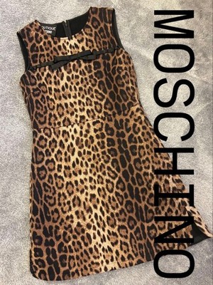 Moschino Dress Leopard Print Ribbon Mini Dress Cabaret Women Luxury Designer Rar