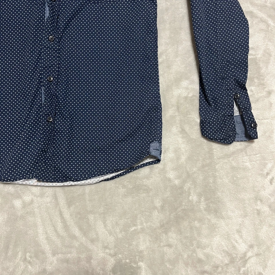 Distortion Niños Azul Marino Pequeño Punto Estampado Manga Larga Con Botones Grande 14-16 Foto 2 de 4