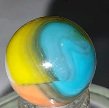 Bn2142- Vintage Vitro Tri-Lite Tigers Eye Marble  - 🇺🇲🇺🇲U.S.A.🇺🇲🇺🇲  .59"