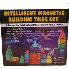 Magnetic Building Tiles Set, 57 Pc With Car Base, Educational Building Toys
