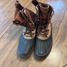 LL Bean Maine Hunting Shoe Mens 11 M Brown Leather Duck Boots Made in USA Vtg