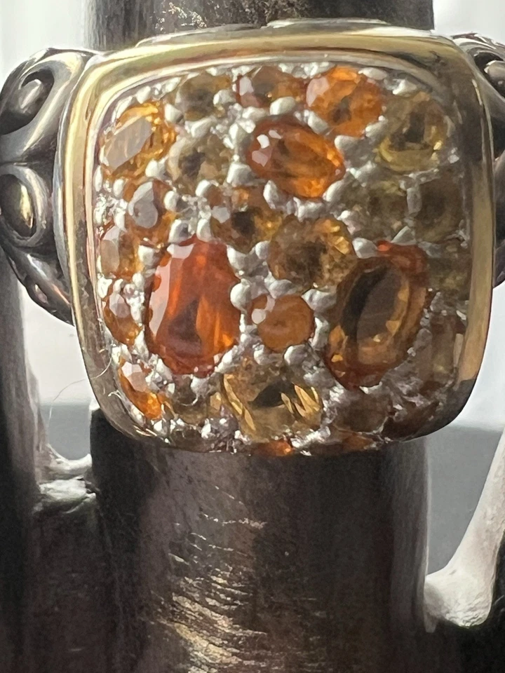 Anillo JOHN HARDY Batu Kali Citrino Lava Fuego Plata de Ley 925 Oro 18K 2 Tonos Foto 4 de 4