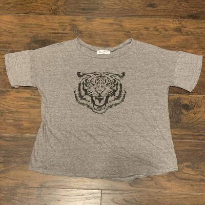 Rae Mode Black Tiger Basic Heather Gray Casual Women's Tee Shirt Size Large