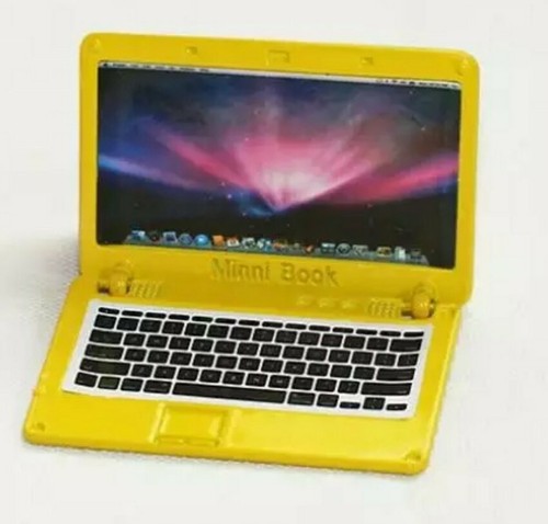 Miniature Dollhouse Accessories Yellow Laptop & Mobile Phone Set 1:12th Scale - Picture 3 of 6