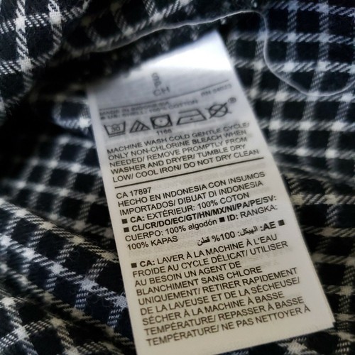 CAMISA ANTIGUA AZUL MARINO LA CLÁSICA Negra a Cuadros Ligera Franela Mujer Pequeña NUEVA - Imagen 9 de 9