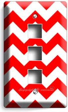 RED CHEVRON ZIG ZAG LINES MODERN LIGHT SWITCH WALL PLATE OUTLET LIVING ROOM ART