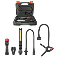 3-in-1 LED Flashlight Kit - Rechargeable Flashlight, Work Light, and Flexible...