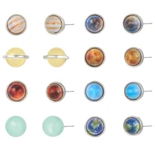 Planet Stud Earrings for Women Universe Galaxy Solar System Space Jewelry Eig...