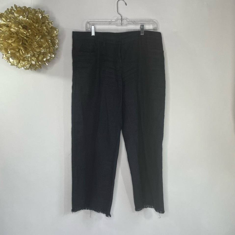Max Mara Womens Capri Pants Black Pockets Linen Blend… Gem