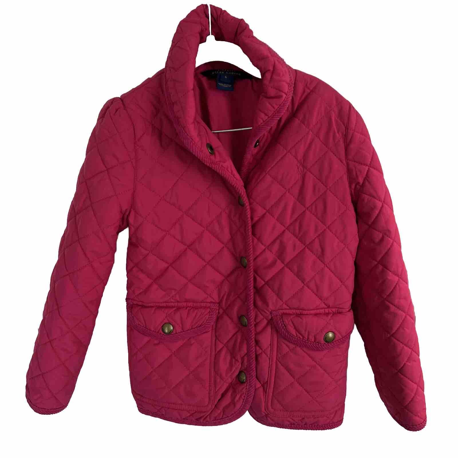 Polo Ralph Lauren Giacca Ragazze 6 Puffer Pony Rosa Scatto Inverno Trapuntate