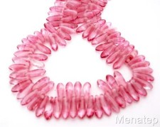 50 3 x 10 mm Czech Glass Dagger Beads: Crystal/Pink