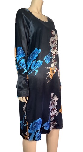 🌻YAYA WOMEN SIZE 40/12 AU FLORAL SATIN BLACK DESSIN DRESS NWT - Picture 3 of 11