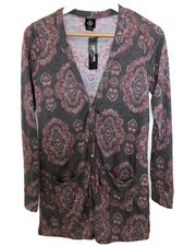 New Agnes Dora Women Cardigan Sweater Favorite Cardi XS Maroon Paisley Academia