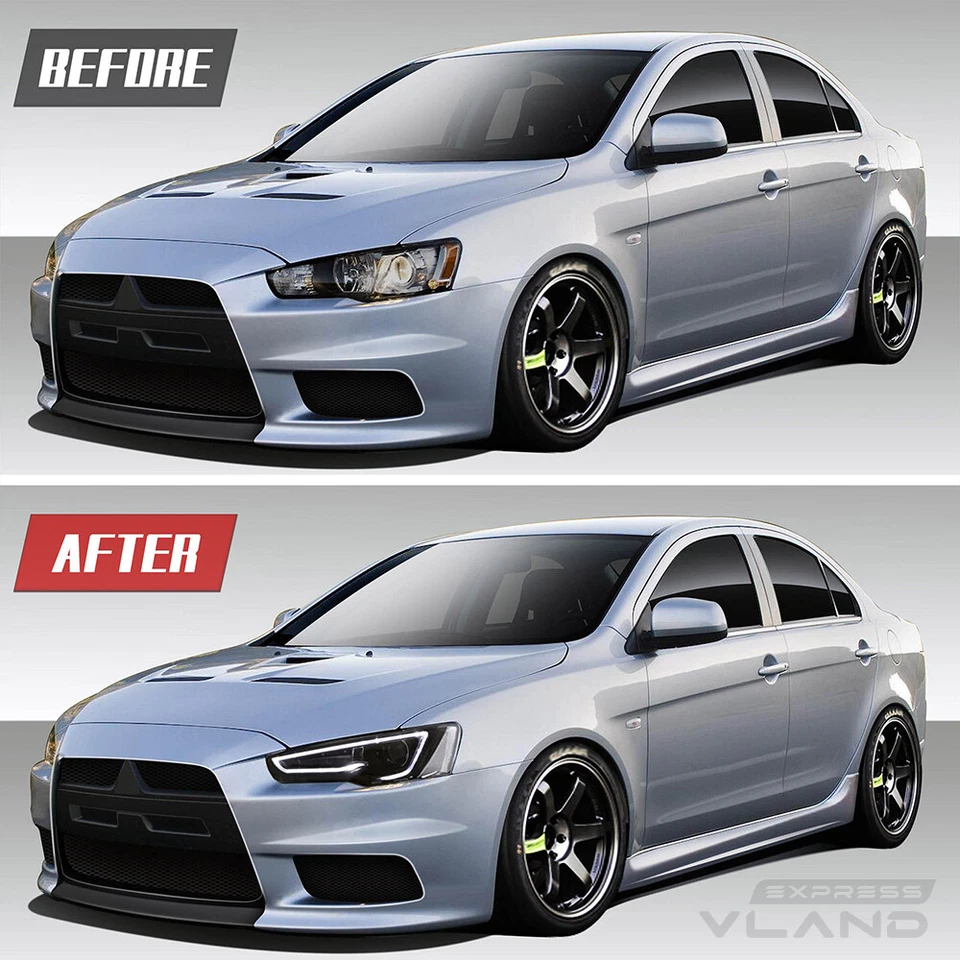 VLAND FULL Black LED Headlight For 2008-2019 Mitsubishi Lancer Front Lamps LH+RH - image 2 of 4