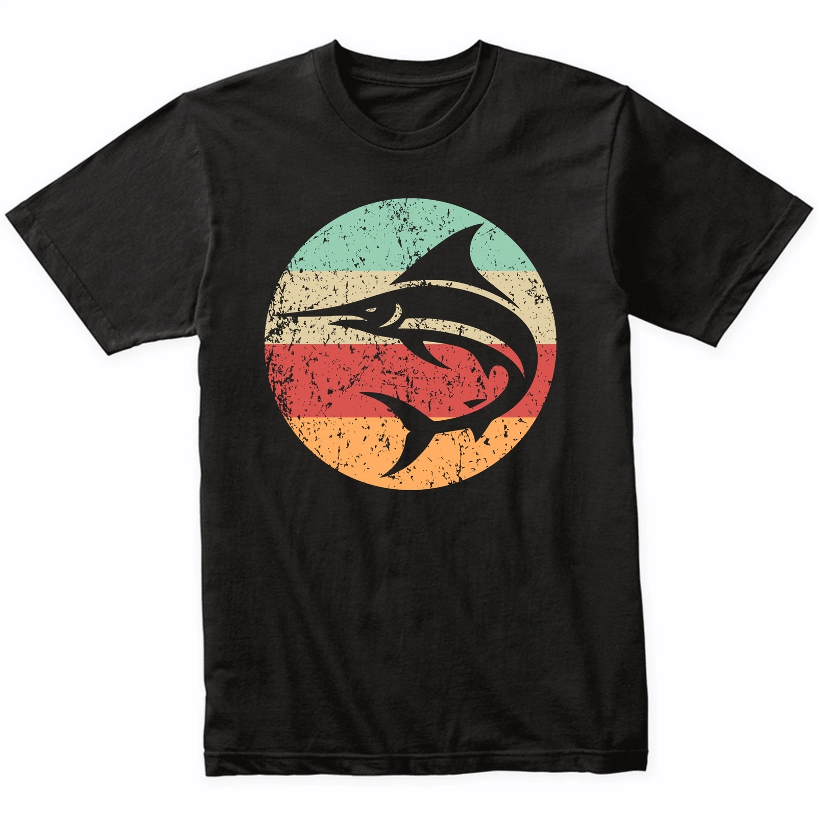 Retro Marlin Swordfish Vintage Style Ocean Big Game Fishing Shirt (Retro Colors)