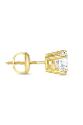 1/2 kt im Labor hergestellter Diamant einzelner Ohrstecker rund echt 18 K Gelbgold Ohrring Schraube