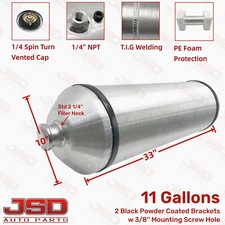 Universal 11 Gallon 10x33 Fuel Tank 1/4 NPT Aluminum Spun Vertical Gas Tank Cell