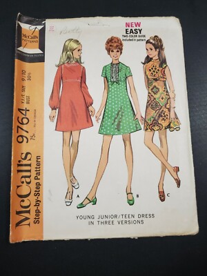 VINTAGE MCCALLS HIGH WAIST A LINE DRESS PATTERN 9764 SIZE 9/10 FREE  SHIPPING | eBay
