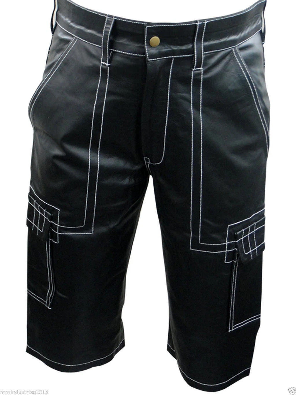 New Men's Black Leather Cargo Pant 100% Soft Lambskin Causal Slim Fit