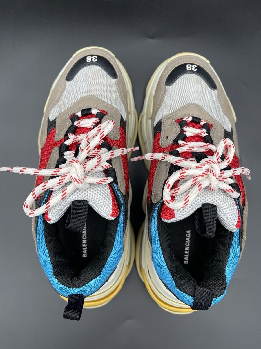$1150 Balenciaga Triple S Sneaker 2018 Blue Red-Womens Size US 8
