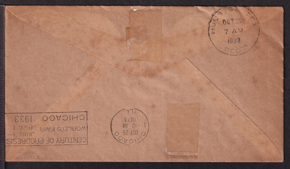 1933 Graf Zeppelin flight cover Sc C18 Miami to Chicago Century of Progress - Image 3 of 3