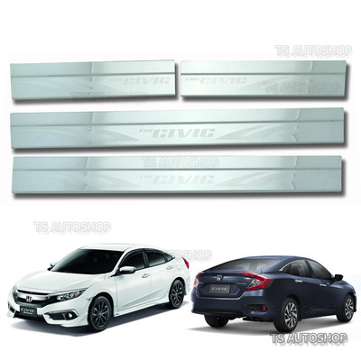 Stainless Steel 4Dr Scuff Plate Sill Door Cover Fit Honda Civic FB6 Sedan 2016