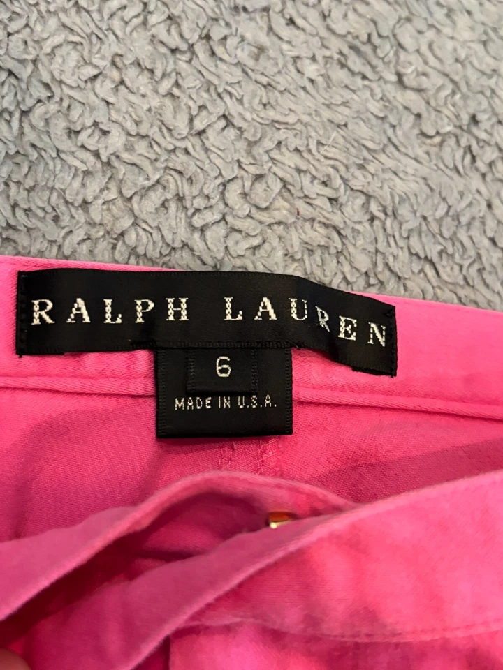 Pantalones de algodón vintage Ralph Lauren etiqueta negra para mujer 6 rosas informales elásticos Foto 2 de 4
