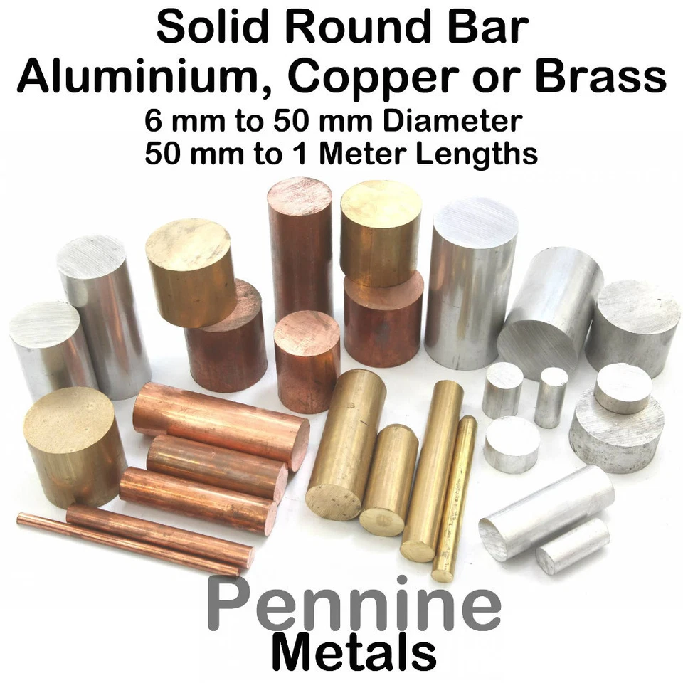 ROUND BAR PRODUCTS Solid ROUND Bar Rod Aluminium Brass Copper Bespoke lengths bandsaw cut to order