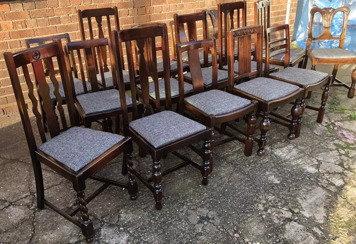 COLLECTION OF OAK 1920s REFURBISHED DINING CHAIRS FOR PUBS