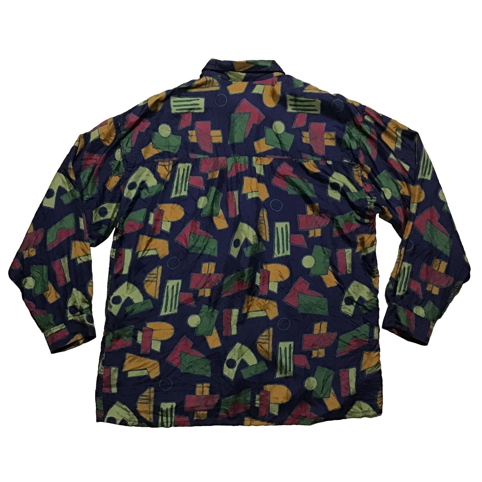 Basic Elements 100% Silk Geometric Shapes Shirt M… - image 2