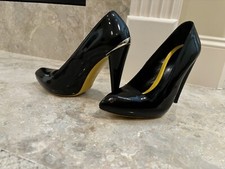 Alexander McQueen Classic Black Patent Spike High Heels Pumps Italy 39 8.5 9