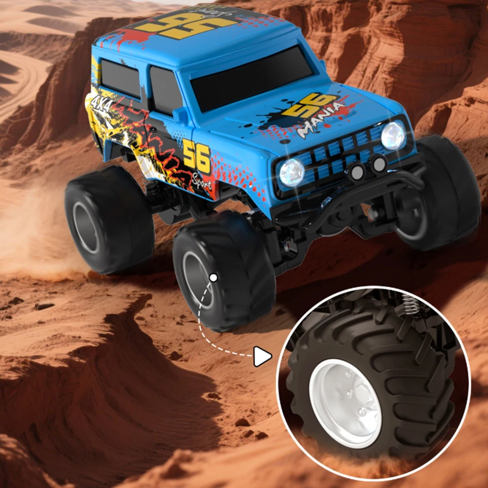 1:64 Scale Mini Alloy Truck RC Car with LED Lights, 2.4Ghz Remote6o - Image 4 of 4