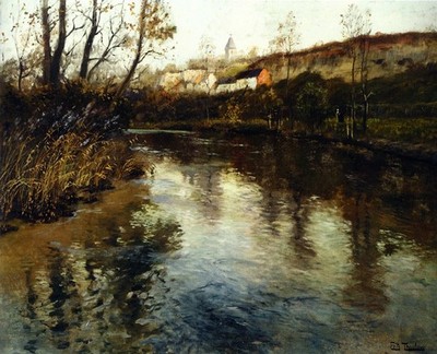 Frits Thaulow Elvelandskap Flusslandskap Kunstdruck Poster Wanddeko Ausstellung H