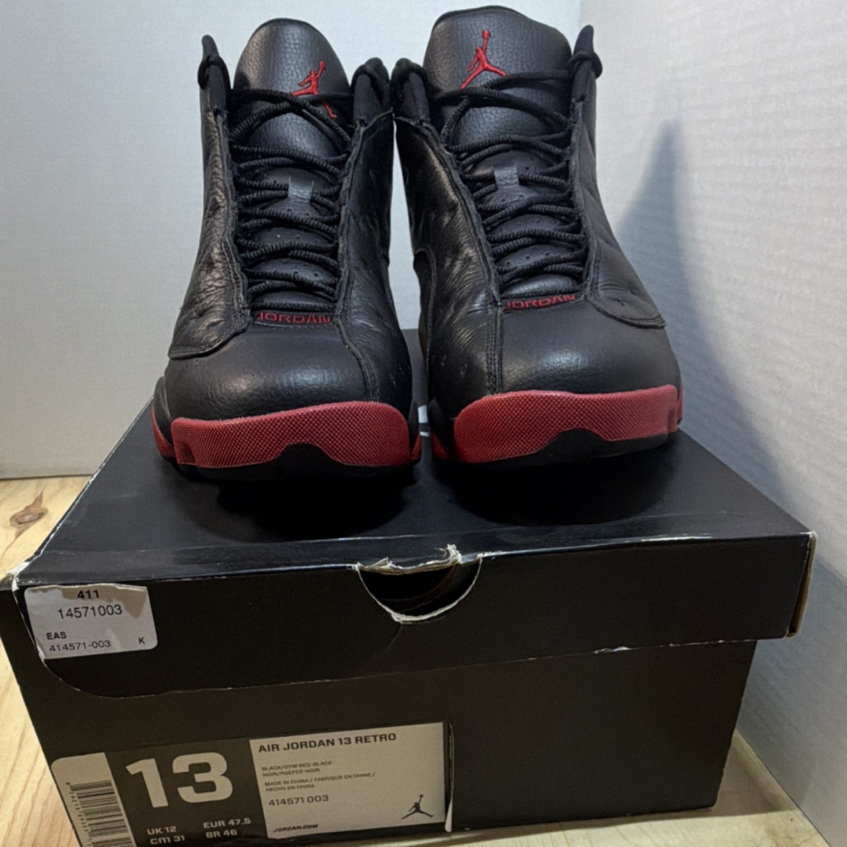 Jordan Air Jordan 13 Retro Dirty Bred Black Red Men Sneaker size