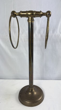 Vintage Brass Standing Double Ring Fingertip Hand Towel Holder Bathroom Counter