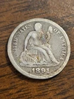 1891 SEATED LIBERTY SILVER DIME
