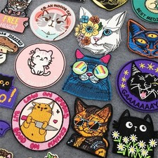 10pc/lot Cat Embroidered Iron On Patches Cute Cartoon Animal Clothing DIY Decor