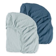 Muslin Mini Crib Sheets, 2 Pack for Baby Boy and Girl, Soft Breathable Stretc...