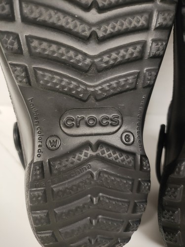 Crocs Troika Sandals Slip On Women's Black Suede Leather Toe box Sz 6 - Picture 12 of 12